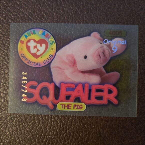 TY Beanie Baby Trading‎ Card Squealer Pig 1998 Series 1 Original9 Clear 346/748 - Picture 1 of 2